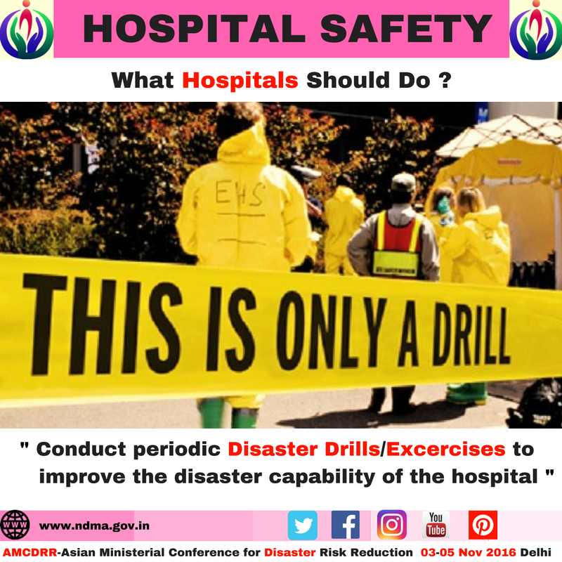 Conduct periodic disaster drills/exercises to improve the disaster capability of the hospital 